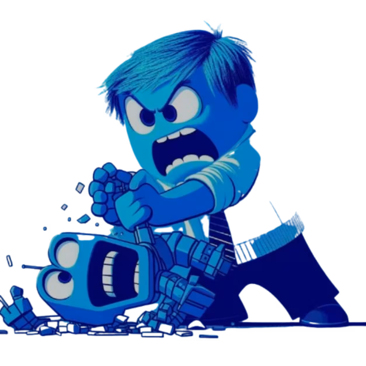 Robot being attacked by human